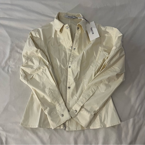 BNWT Thakoon Fitted Puff Sleeve Shirt Jacket Size 2 Pale Yellow $295 - Picture 4 of 9